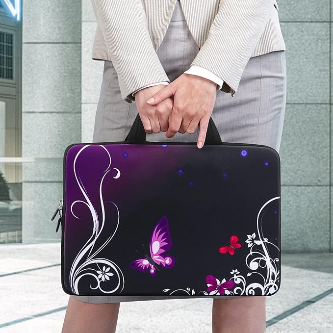 iColor 11 11.6 12 12.1 12.5 inch Laptop Carrying Bag Chromebook Case Notebook Ultrabook Bag Tablet Cover Neoprene Sleeve for MacBook Air Purple Butterfly