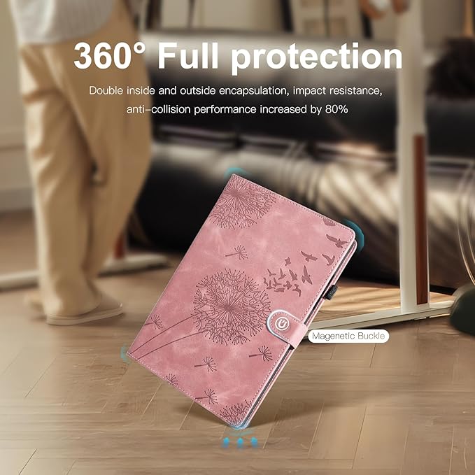 Tablet Cover for Lenovo Tab M11 TB-330FU, Dandelion Design with Kickstand for Pencil Holder, Magnetic Closure, Compatible with Lenovo Tablet K11 TB-330XU / M11 11 Inch Case Rosegold Pink