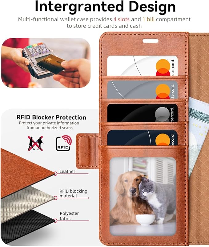 OCASE Compatible with Galaxy S25 Ultra Wallet Case, PU Leather Flip Folio Case with Card Holders RFID Blocking Kickstand [Shockproof TPU Inner Shell] Protective Phone Cover 2025, Retro Brown