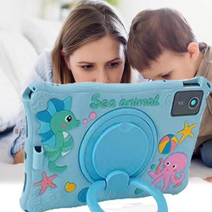 Tablet Case for Lenovo Tab M11 TB330FU 11"/ Pad 2024 TB331FC,Soft Anti-Stress Silicone Case with Rotate Stand/Pencil Holder/Shoulder Strap/Pen for Lenovo Tab M11 11 inch (Sky Blue)