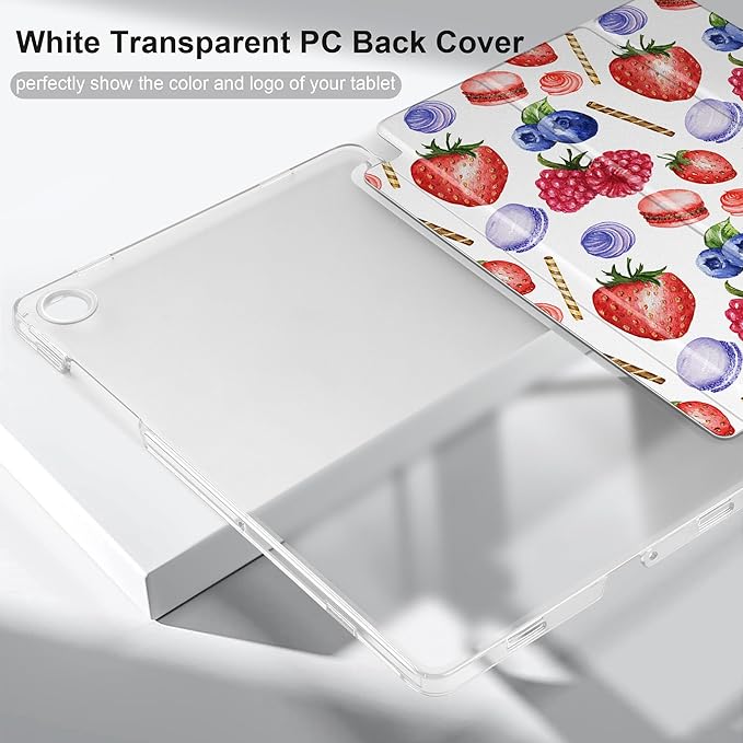 DONGKE Case for Samsung Galaxy Tab A9+/A9 Plus 11 inch 2024 2023 (SM-X210/X216/X218), Slim Stand Hard PC Translucent Back Shell Smart Cover, Auto Wake/Sleep - Lovely Fruits