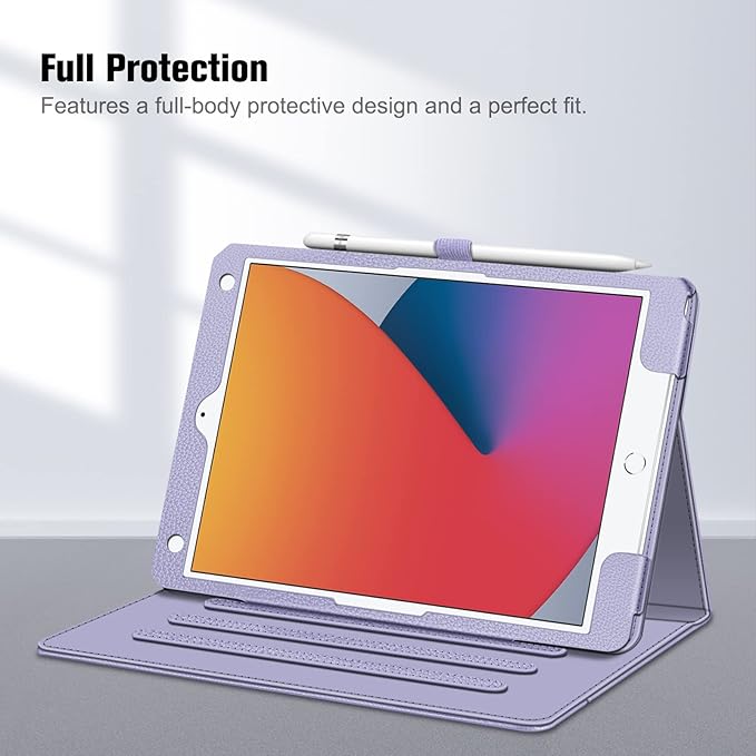 Fintie Case for iPad 9th / 8th / 7th Generation (2021/2020/2019) 10.2 Inch - [Corner Protection] Multi-Angle Viewing Stand Cover with Pocket & Pencil Holder, Auto Sleep Wake, Lilac Purple