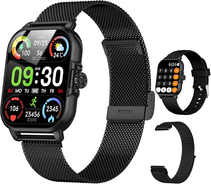 Smart Watches for Men Women Fitness Tracker Watch 2.04 HD Screen Sport Watch with ChatGpt AI Voice 3 Bands Step Counter 24/7 Heart Rate Sleep Monitor Smartwatch for Android iOS (Black)