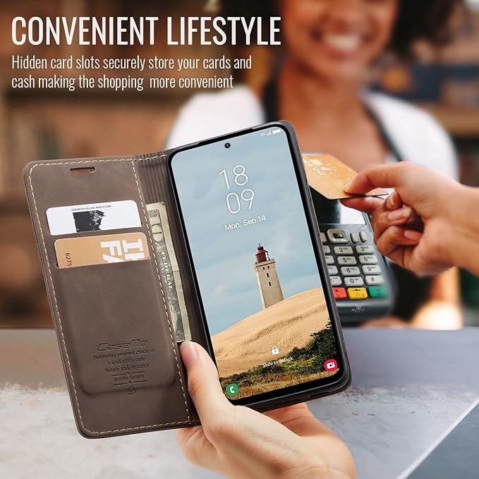 for Samsung Galaxy A56 Case, Flip Wallet Leather Case with Card Holder Magnetic Closure Shockproof Kickstand Protective Phone Cases Cover for Galaxy A56, Coffee