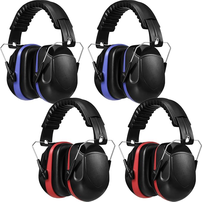 4 Pack NRR 28dB Safety Ear Muffs, Foldable Noise Reduction Safety Ear Protection Adult Noise Cancelling Earmuffs for Shooting