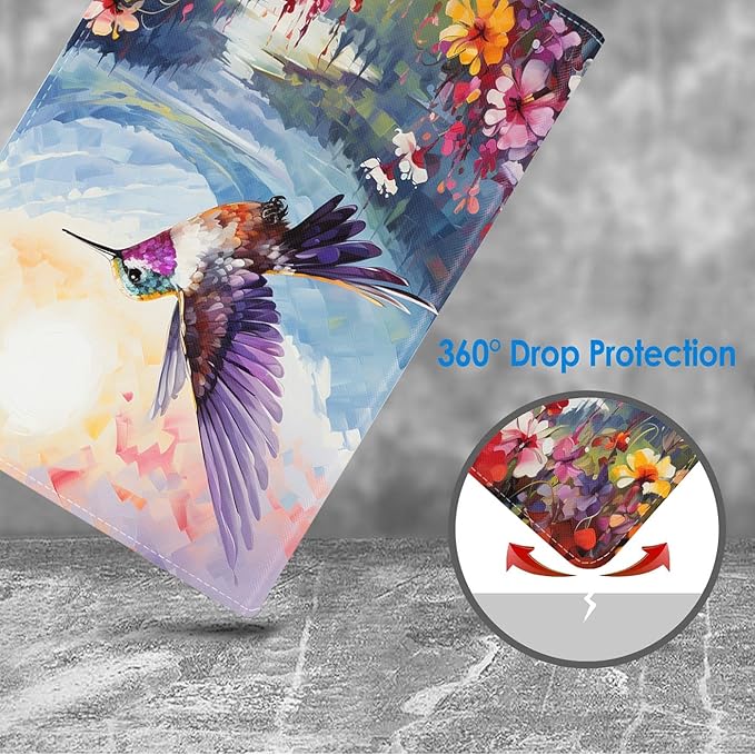 Case for Samsung Galaxy Tab A9 Plus 11 Inch 2023 Model (SM-X210/X216/X218), Slim Lightweight PU Leather Stand Cover with Auto Wake/Sleep, Hummingbird