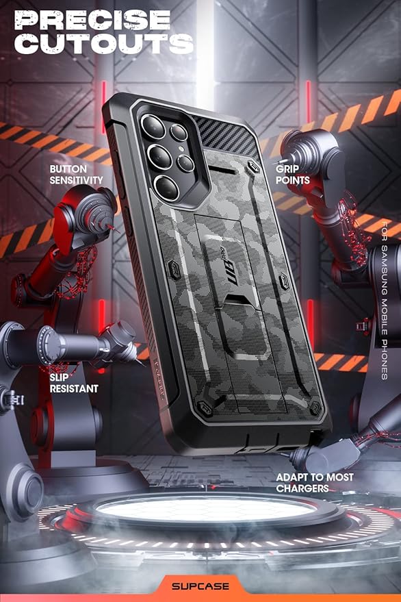 SUPCASE for Samsung Galaxy S22 Ultra Case with Stand, [Unicorn Beetle Pro] [2 Front Frames] [Built-in Screen Protector & Belt-Clip] Military-Grade Protection Phone Case for Galaxy S22 Ultra, CamoGray