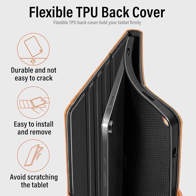 Handmade Case for Samsung Galaxy Tab A9 Plus/A9+ 5G Tablet 11 Inch 2023 SM-X210/SM-X216/SM-X218u with Pocket,Multi Angles,Magnetic Closure,Vegan Leather Folio Cover,Auto Sleep/Wake,Brown