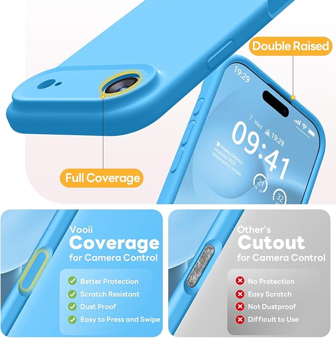 Vooii Magnetic Compatible with iPhone Air Case (Compatible with Magsafe) (Upgraded Camera Protection) Liquid Silicone Shockproof Full Body Protective Phone Cover for Women Men, Blue, 6.5"