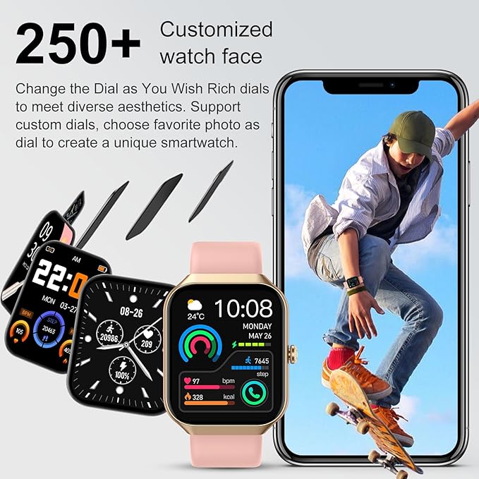 Smart Watch for Women Men (Answer/Make Call), 1.96"HD Smartwatch with Heart Rate/Sleep Monitor/Pedometer, 113+ Sports 2025 New Fitness Tracker, IP68 Waterproof Activity Tracker for Android iOS-Gold