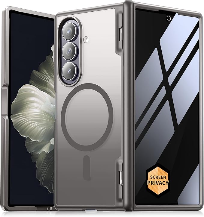 MOBOSI Magnetic for Z Fold 7 Case with Privacy Screen Protector, Compatible with Magsafe, Full-Body Slim Coverage Hinge Protection, Shockproof Phone Cover for Samsung Galaxy Z Fold7, Gray