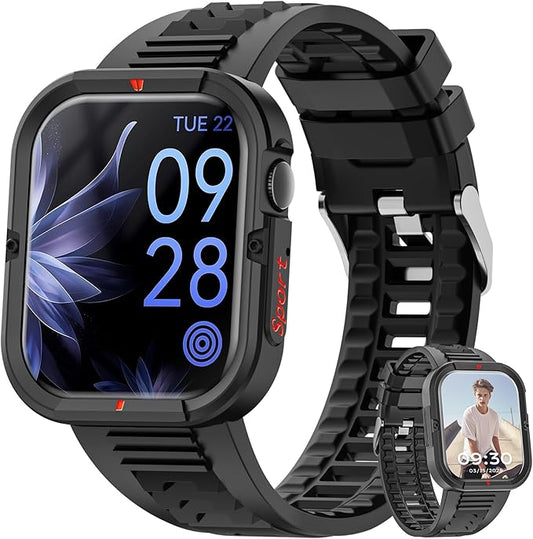 Smart Watches for Women with Android Samsung iPhone Compatible[Calls/Answer] 1.85" Smartwatch with Sleep/Heart Rate Monitor,100+ Sports Fitness Tracker,Pedometer for Steps Miles (Black-red)