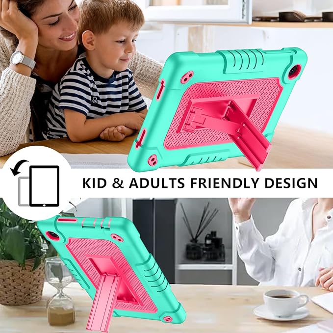 for TCL Tab 8 LE Tablet Case,for TCL Tab 8 Plus Tablet Case,Shoulder Strap Shockproof Kids Friendly(Green/Pink)