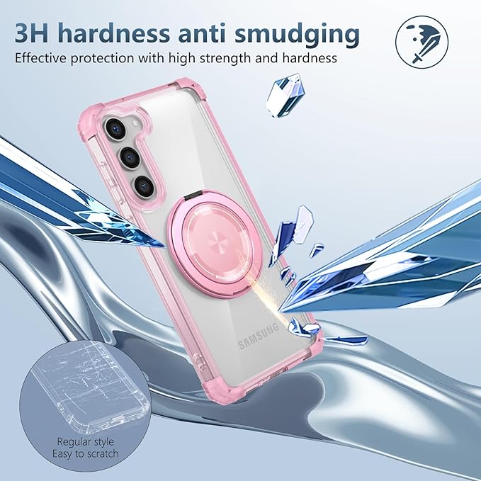 for Samsung Galaxy S23 Case Magnetic Compatible with MagSafe Wireless Charging,with 360°Kickstand Ring,for S23 Phone Case with Screen Protector, Military Grade Drop Protection Shockproof Pink