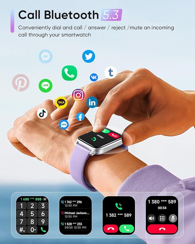 Fitpolo Smart Watches for Women Men, Alexa Built-in 1.8" Fitness Tracker Watch for Android iOS, Waterproof Activity Trackers with 100 Sports, GPS via Phone, Heart Rate Sleep SpO2 Monitor - Purple