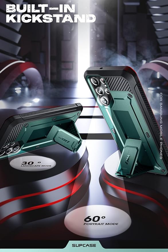 SUPCASE for Samsung Galaxy S22 Ultra Case with Stand, [Unicorn Beetle Pro] [2 Front Frames] [Built-in Screen Protector & Belt-Clip] Military-Grade Protection Phone Case for Galaxy S22 Ultra, Peacock