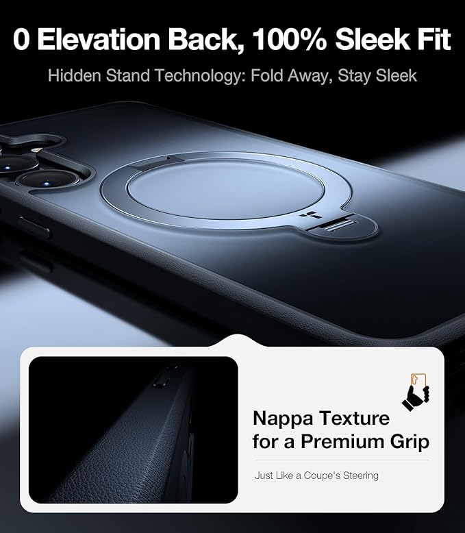 TORRAS 360° Spin for Samsung Galaxy S25 Case with Stand, Fit for MagSafe, 3X Military Grade Protective, Rotatable Kickstand for Samsung S25 Case, Magnetic Ring Slim Hard Cover, Matte Black 6.2''