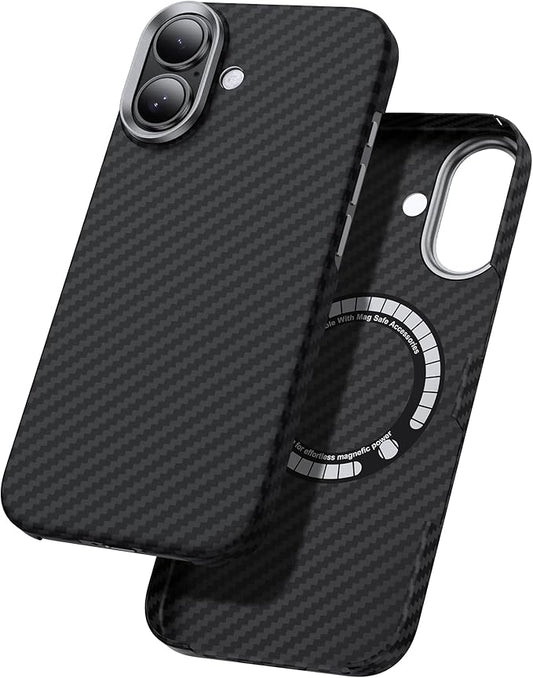 Aramid Fiber for iPhone 17 Case Black/Grey(Twill), Compatible with MagSafe,Slim & Light, Case-Less Touch Feeling