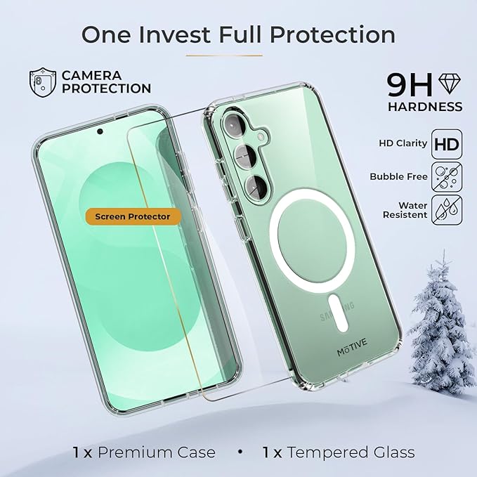MOTIVE Compatible with Samsung Galaxy s25 Plus Belt Clip case, [Military Grade Drop Protection] with Screen Protector, Belt Clip Holster Samsung s25 Plus 6.7” | Clear [Fits s24 Plus]
