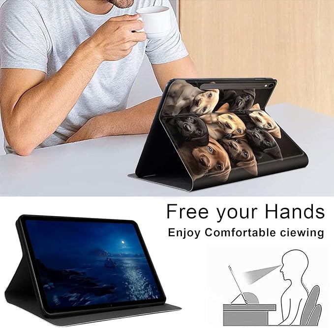 Case for Samsung Galaxy Tab S10 FE/ S9 FE 5G 10.9 Inch/Tab S9 11 Inch, Slim PU Leather Stand Cover with Auto Wake/Sleep, Multi-Angle Viewing & Shockproof, Labrador Puppies