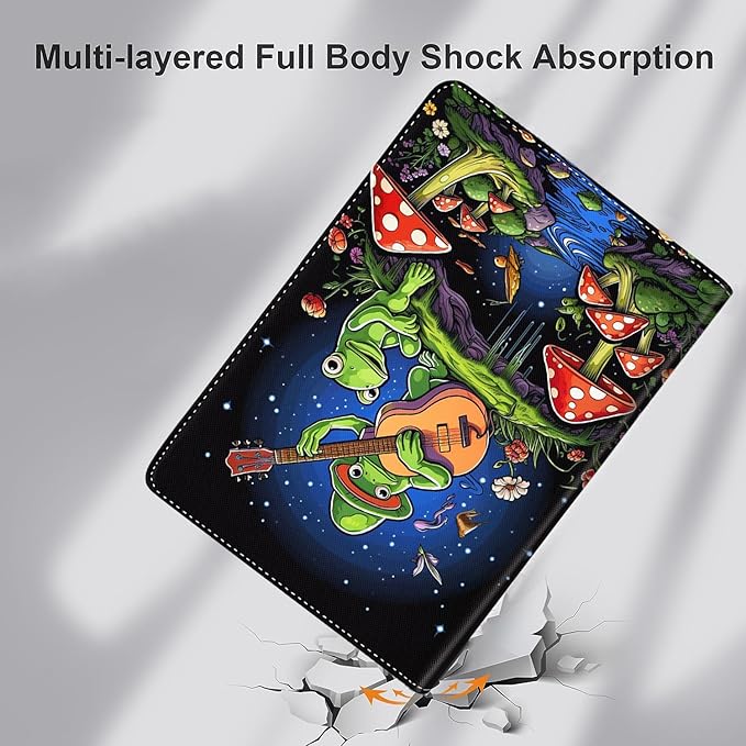 Case for Samsung Galaxy Tab A9 Plus 11 inch 2023，Slim Fit Foldable Standing Cover Case with Auto Sleep/Wake for Galaxy Tab A9+ 11’2023 (SM-X210/X216/X218)，Frog Playing Banjo
