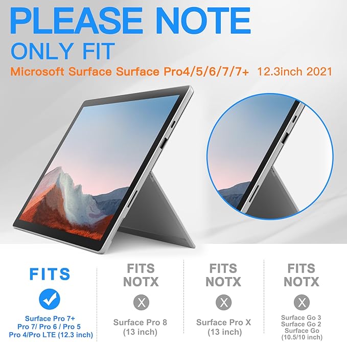 BRAECNstock for Microsoft Surface Pro 7+ Plus/ 7/6/ 5/4 Case 12.3 inch, Shockproof Rugged Protective Cover with Hand Strap+Stand, Pencil Holde, Compatible with Type Cover Keyboard, Black