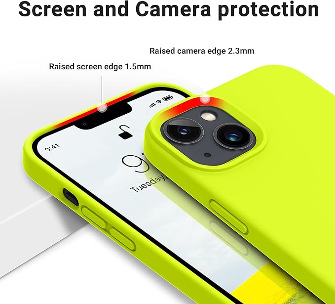 OTOFLY Designed for iPhone 14 Case, Silicone Shockproof Slim Thin Phone Case for iPhone 14 6.1 inch (Fluorescent Yellow)