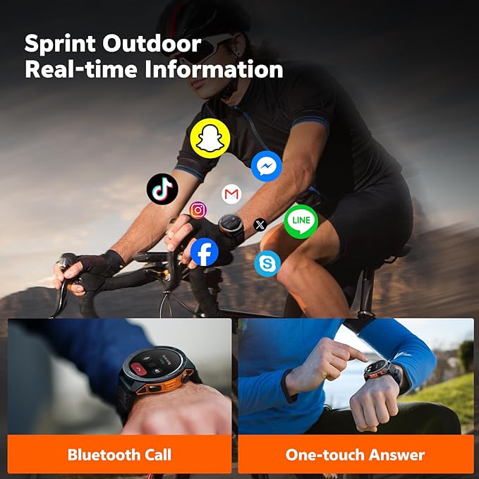 Military Smart Watches for Men Built-in GPS(Answer/Make Calls), 1.43" AMOLED Screen with Compass, Altitude, Barometer, 3ATM Waterproof, Fitness Watch with Health Monitor for Android iOS