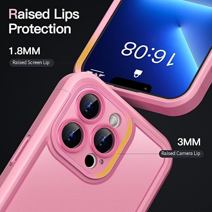 COOLQO Magnetic for iPhone 13 Pro Max Case, Compatible with MagSafe, Dual Layer Design Military Grade Protection, Translucent Matte Scratch-Resistant Back Protective Shockproof Phone Case, Pink