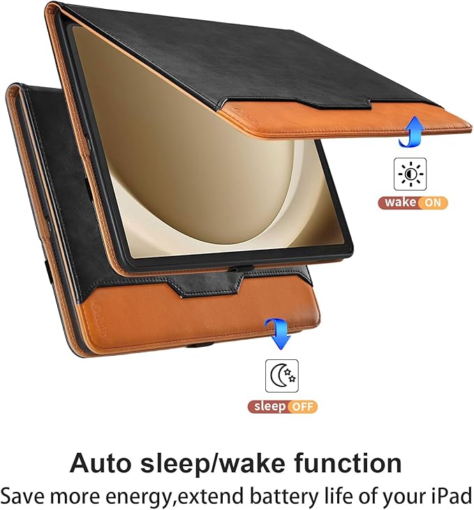 Case for Samsung Galaxy Tab A9 Plus 11 Inch 2023 (SM-X210/X215/X216) - PU Leather Folio Stand Case with Hand Starp and Pocket, Auto Wake/Sleep Smart Tablet Cover, Black