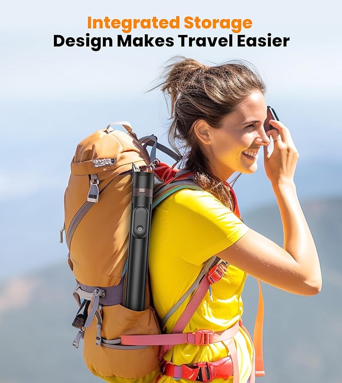 TONEOF 66" Automatic Tripod,Auto-Open Phone Tripod Stand with Magnetic Rechargable Remote,Selfie Stick Tripod 360° Vertical & Horizontal Rotatable,Stable Travel Tripod for iPhone/Android(Black)