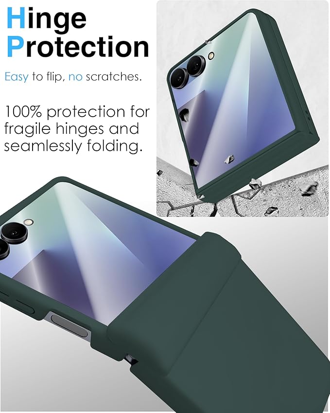 STORMTAL for Samsung Galaxy Z Flip 7 Case, Hinge Protection, Built-in Screen Protector, Wireless Charging, Shockproof, Slim Rugged Phone Protective Case for Galaxy Z Flip 7 Green