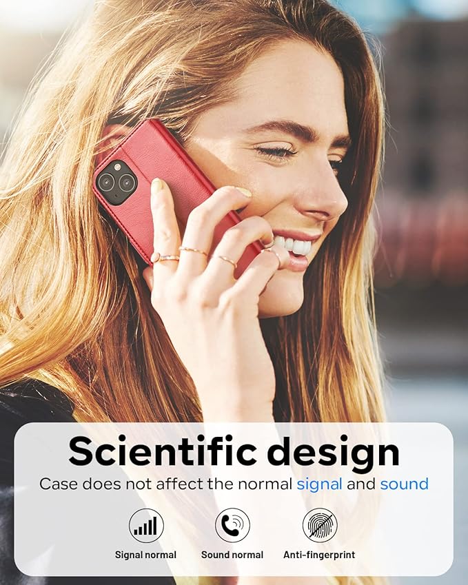 OCASE Compatible with iPhone 14 Wallet Case, PU Leather Flip Folio Case with Card Holders RFID Blocking Kickstand [Shockproof TPU Inner Shell] Phone Cover 6.1 Inch 2022 (Red)