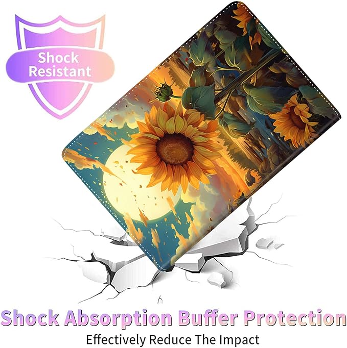 Case for Galaxy Tab A9 Plus ， Auto Sleep/Wake Multi-Angle Viewing Slim Folio Stand Cover for Samsung Galaxy Tab A9+/A9 Plus 11 Inch 2023 (SM-X210/X216/X218), Sunflower Painting Petals
