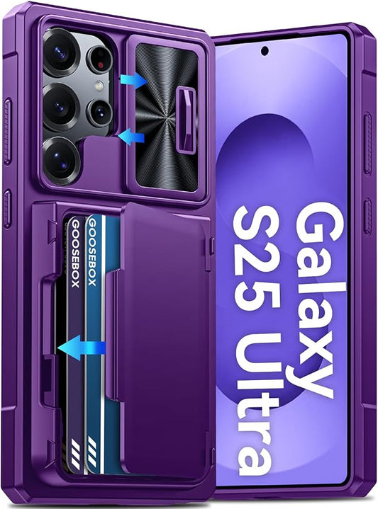 for Samsung Galaxy S25 Ultra Case Wallet with RFID [Cards Holder][Camera Cover][Edge Raised] Full Body Shockproof Silicone Protective Phone Case for Galaxy S25 Ultra 6.9" 2025 (Purple)