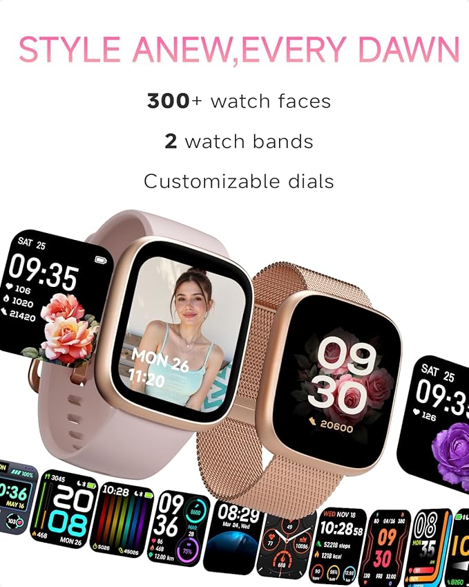 Smart Watch for Women, No Phone No APP Needed,1.83" Fitness Tracker Watch with Heart Rate/Step Tracker/Pedometer/Sleep, IP68 Waterproof Metal Smartwatch Calls Compatible iOS Android