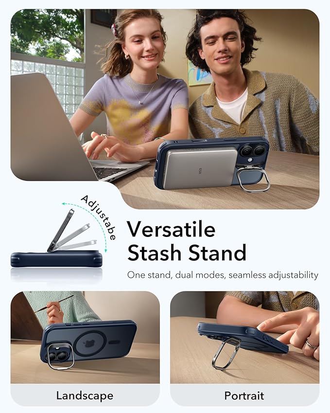 ESR for iPhone 17 Case with Stand, Camera Control Cover Compatible with MagSafe, Military-Grade Drop Protection Magnetic Phone Case for iPhone 17, Scratch-Resistant Back Cover,Frosted Blue