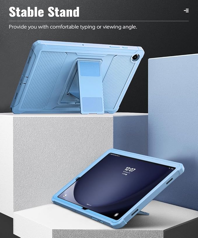 MoKo Case Fit Galaxy Tab A9 Plus 11-Inch 2023 (SM-X210/X216/X218), Shockproof Full Body Rugged Stand Back Cover Built-in Screen Protector Fit Galaxy Tab A9+ 11" 2023, Sunny Sky Blue