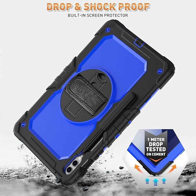 Timecity Case for Samsung Galaxy Tab S10 Plus/ S9 FE Plus/ S9 Plus 5G Tablet 12.4'' Case - Heavy Duty Protective Cover with Screen Protector, Stand, Shoulder Strap & S Pen Holder, Kids-Friendly, Blue