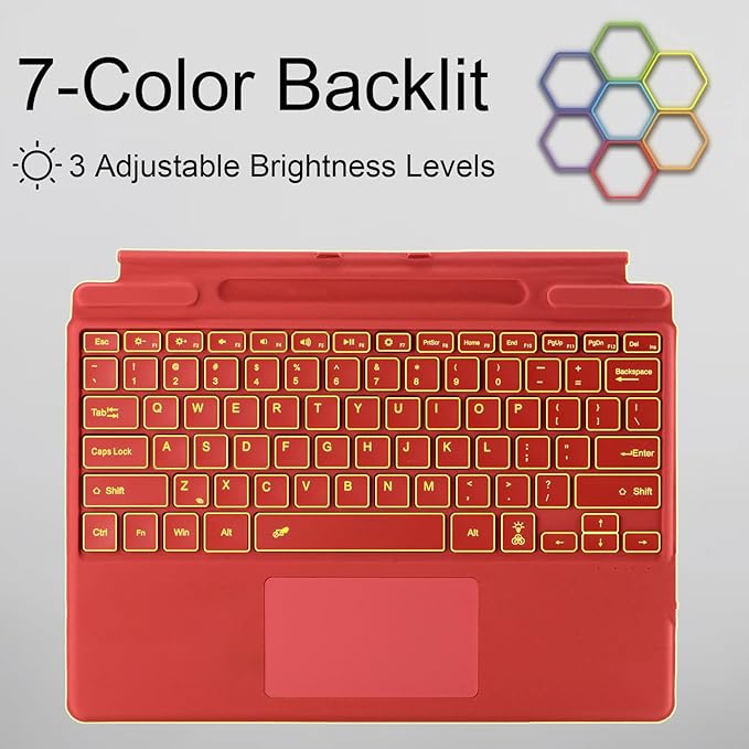 mobee Type Cover for Microsoft Surface Pro 13 inch, Compatible with Surface Pro 13"(11th Edition) / Pro 11 / Pro 10 / Pro 9 / Pro 8 / Pro X, Slim Keyboard with Trackpad Mouse, Backlit, & Pen Holder