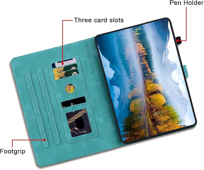 Case for Samsung Galaxy Tab A9+/ A9 Plus 11 inch 2023 SM-X210/ X215/ X216, Magnetic Clasp Stand Premium PU Leather Case with Pen Holder for Galaxy Tab A9 Plus Tablet Case, Green