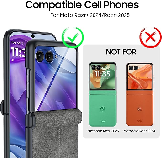 for Motorola razr+ Plus 2024 Case/Razr+ Plus 2025 Case Built-in Screen Protector& Hinge Protection & Ultra Thin PU Leather Matte PC Shockproof Phone Case for Moto Razr+ 2024/Razr+ 2025 (Gray)