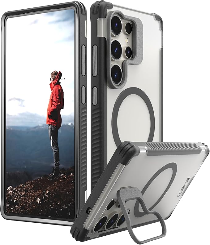CaseBorne Compatible with Galaxy S25 Ultra Case - [Military Grade 12 Feet Drop Protection] [Compatible with Qi2 ][ Hybrid Magnetic Cover] with Kickstand