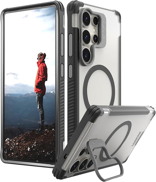 CaseBorne Compatible with Galaxy S25 Ultra Case - [Military Grade 12 Feet Drop Protection] [Compatible with Qi2 ][ Hybrid Magnetic Cover] with Kickstand