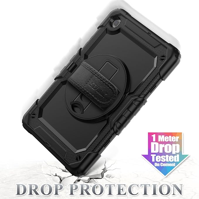 SEYMAC stock Case for Samsung Galaxy Tab S6 Lite 10.4’’ (2024-2020) with Screen Protector Pencil Holder [360° Rotating Hand Strap] &Stand, Drop-Proof Case for Galaxy Tab S6 Lite Tablet, All Black