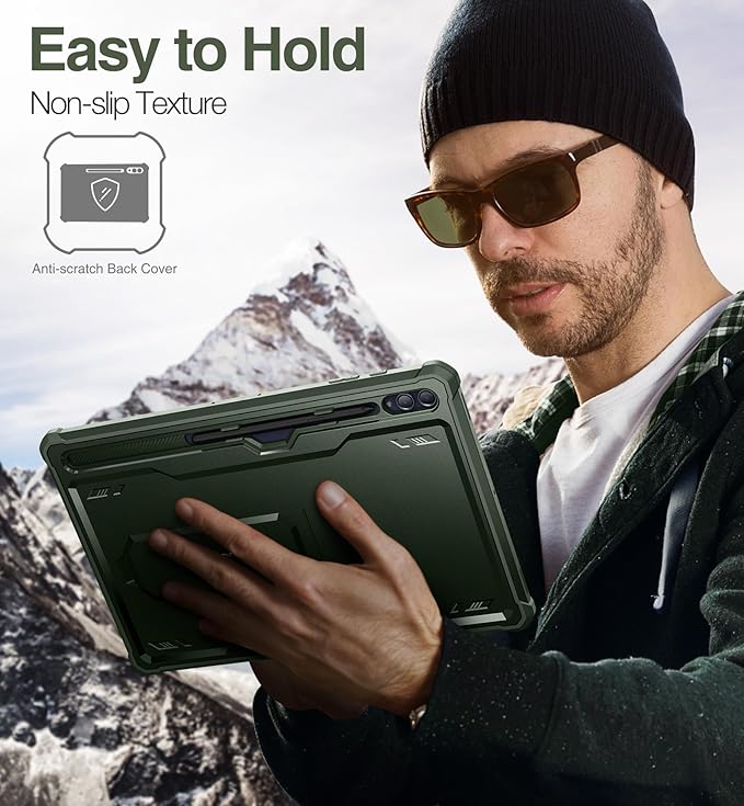 Dexnor Case for Samsung Galaxy Tab S10 Ultra (2024), S9 Ultra(2023), S8 Ultra(2022) 14.6 Inch, [Built in Screen Protector & Kickstand] with Pen Holder Heavy Duty Shockproof Protective Cover - Green