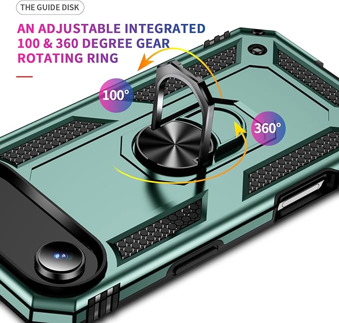 ADDIT Compatible with iPhone 17 Air Case with Tempered Glass Screen Protector, Adjustable Kickstand Ring, Military-Grade Heavy Duty Protection, Shockproof, Anti-Fingerprint,Teal