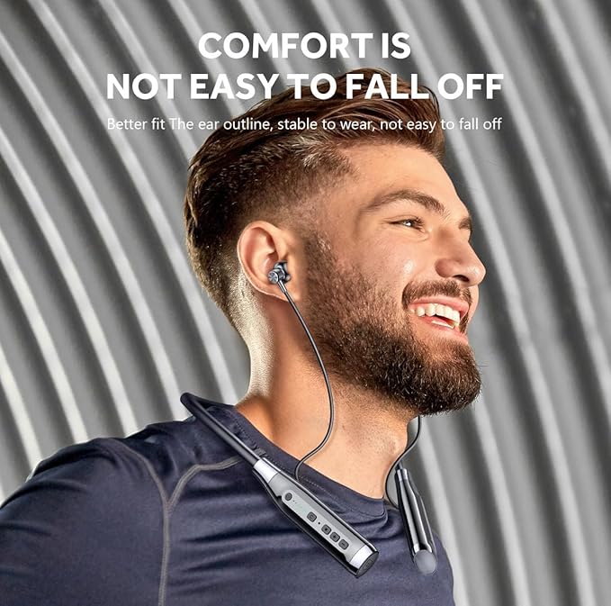 Neckband Bluetooth Headphones 100H Playtime IPX6 Waterproof Earbuds Magnetic in-Ear Wireless Earbuds Deep Bass Headset Wireless Stereo Neckband with Microphone for Sports/Workout/Office
