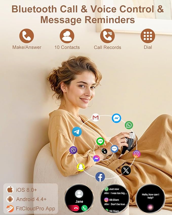 Smart Watches for Women 3 Bands 1.29" AMOLED Smartwatch Compatible Android and iOS Phones Answer/Make Calls Fitness Tracker Watch with 110+ Sports Modes Heart Rate Monitor Pedometer Sleep Rose Gold