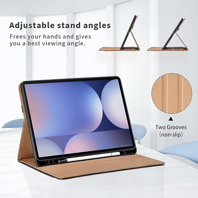 Case for Samsung Galaxy Tab S11 11 Inch 2025(SM-X730/SM-X736B) - PU Leather Folio Case with S Pen Holder and Pocket, Auto Wake/Sleep Smart Tablet Cover, Brown